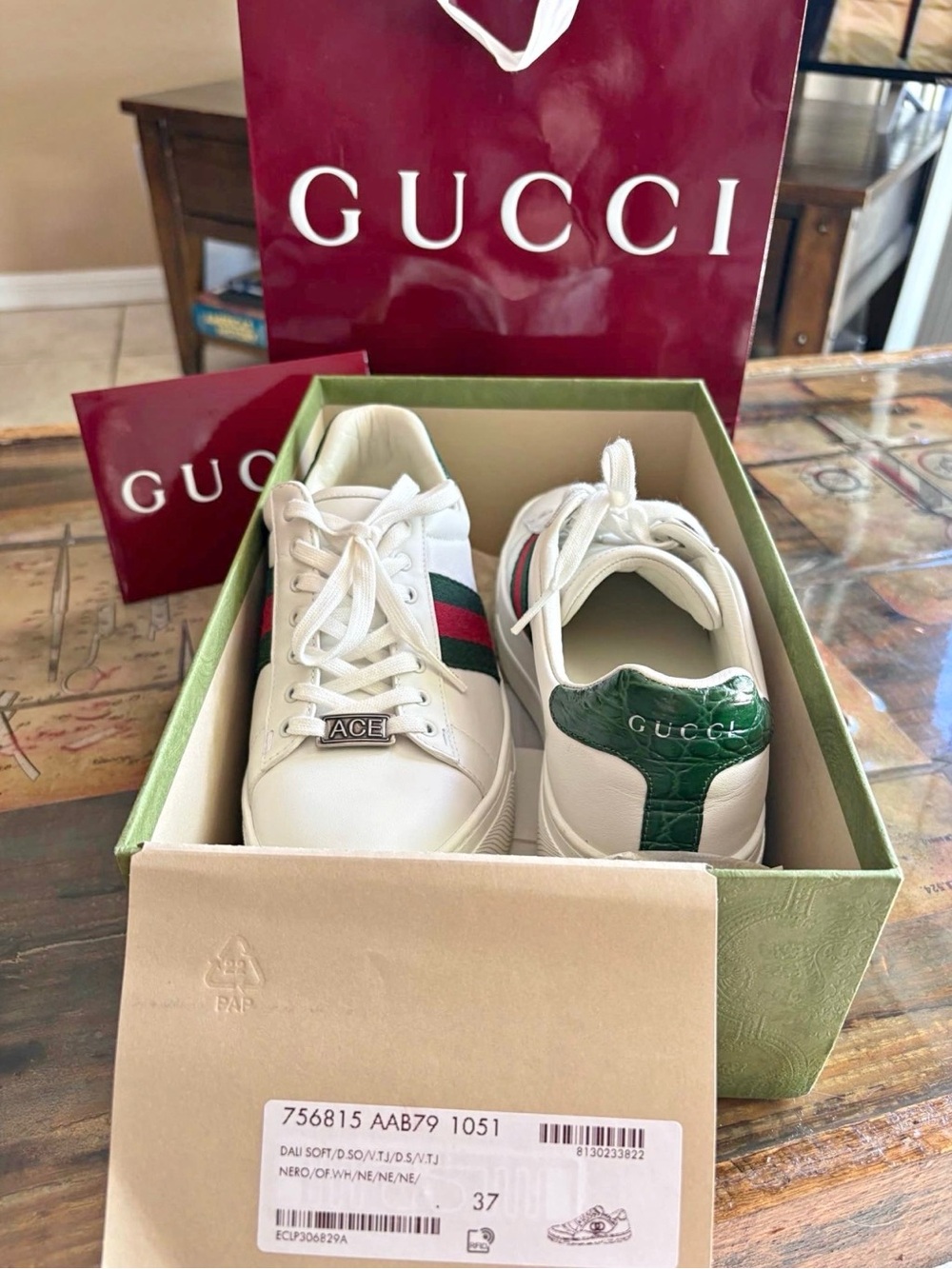 Gucci Ace Platform Sneakers EU 37 White Leather Web Stripe | Excellent | Box